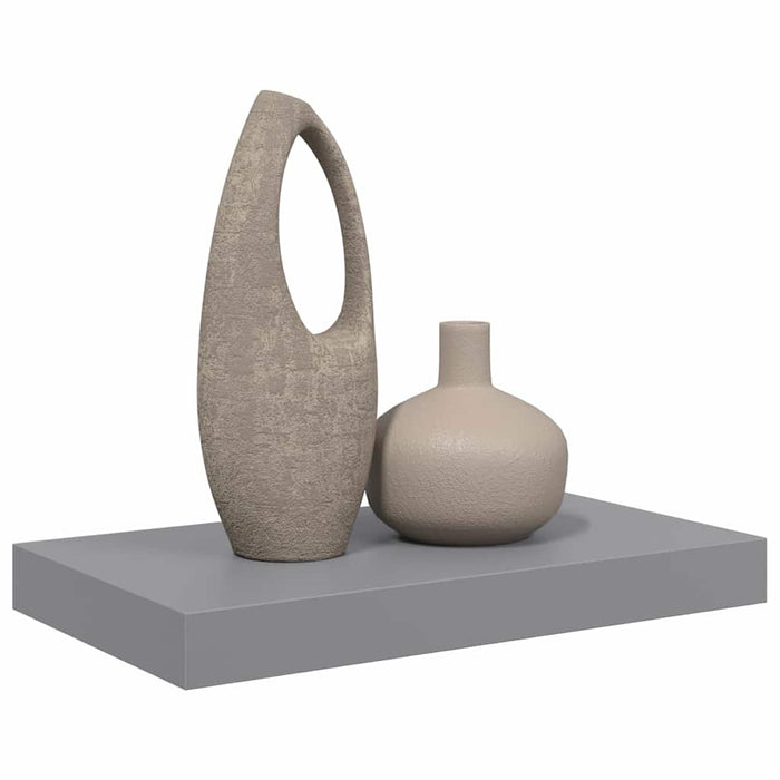 Raft de perete suspendat, gri, 40x23,5x3,8 cm, MDF WALTI