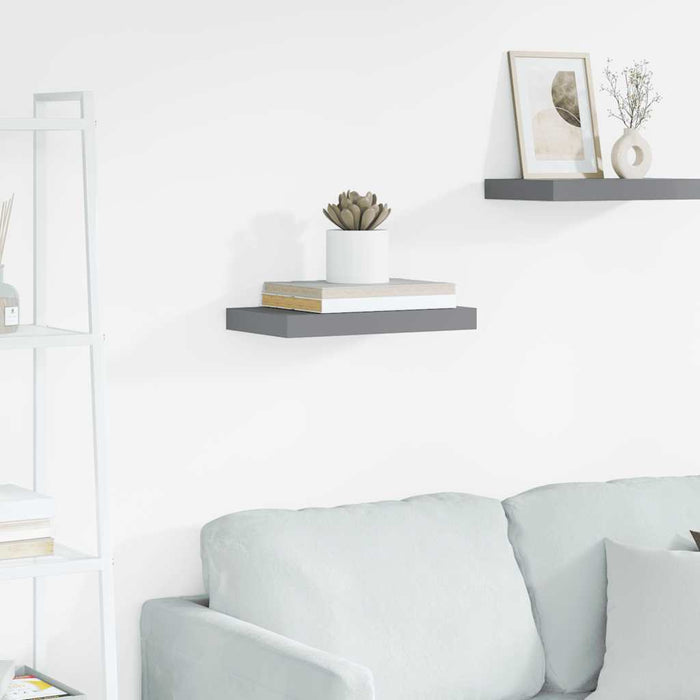 Raft de perete suspendat, gri, 40x23,5x3,8 cm, MDF WALTI