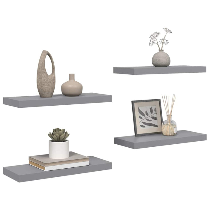 Rafturi de perete, 4 buc., gri, 60 x 23,5 x 3,8 cm, MDF WALTI
