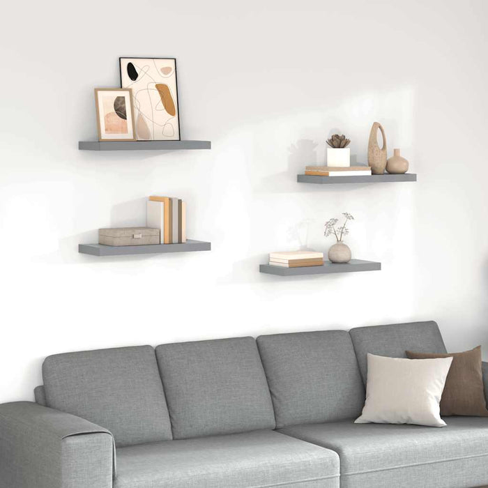 Rafturi de perete, 4 buc., gri, 60 x 23,5 x 3,8 cm, MDF WALTI