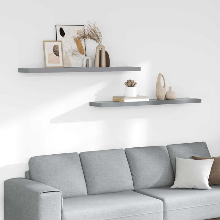 Rafturi de perete suspendate, 2 buc., gri, 120x23,5x3,8 cm, MDF - WALTI WALTI
