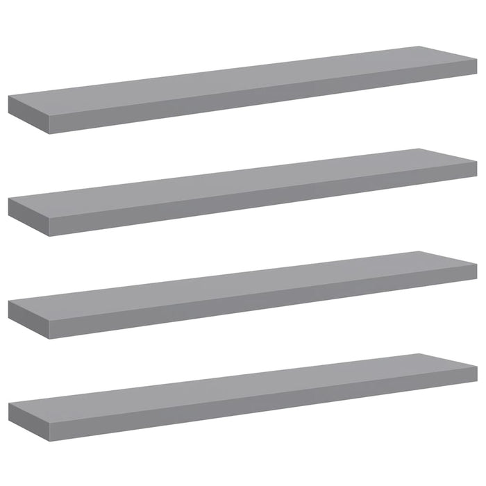 Rafturi de perete suspendate, 4 buc., gri, 120x23,5x3,8 cm, MDF WALTI