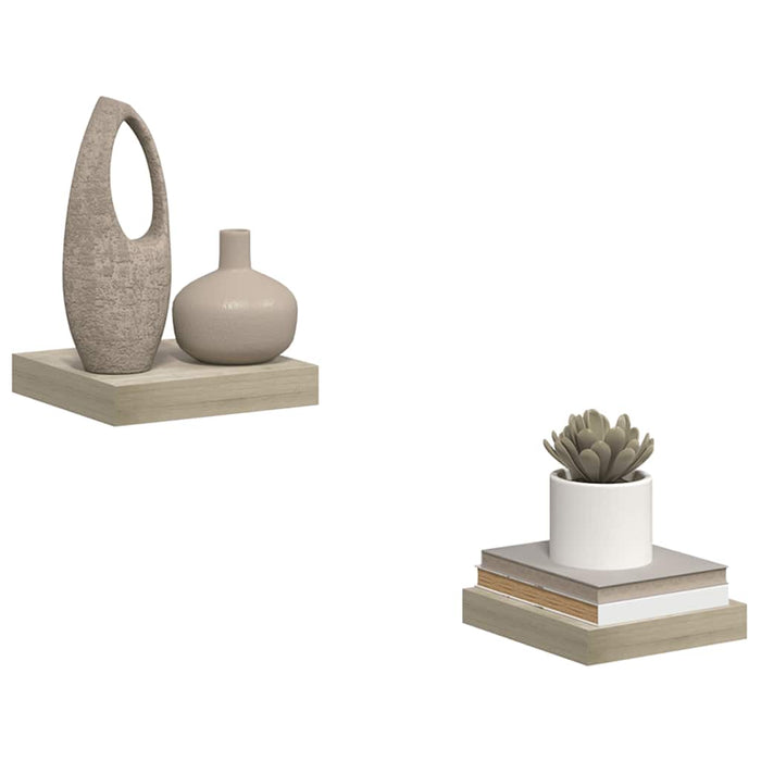 Rafturi perete suspendate, 2 buc., stejar, 23x23,5x3,8 cm, MDF - WALTI WALTI