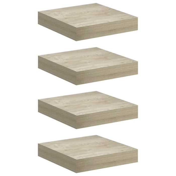 Rafturi perete suspendate, 4 buc., stejar, 23x23,5x3,8 cm, MDF - WALTI WALTI