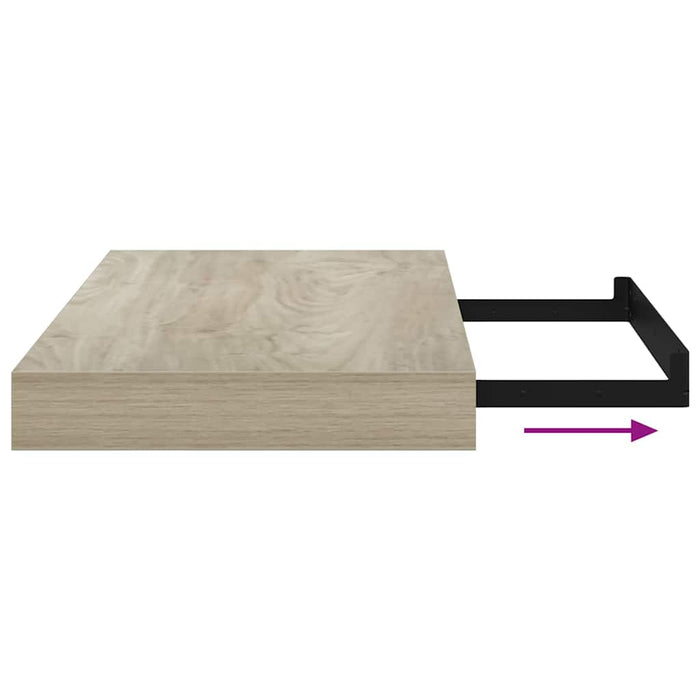 Rafturi de perete suspendate, 2 buc., stejar, 40x23,5x3,8 cm, MDF WALTI