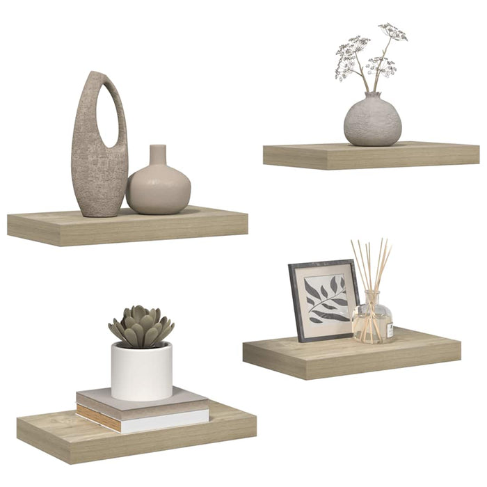 Rafturi de perete suspendate, 4 buc., stejar, 40x23,5x3,8 cm, MDF WALTI