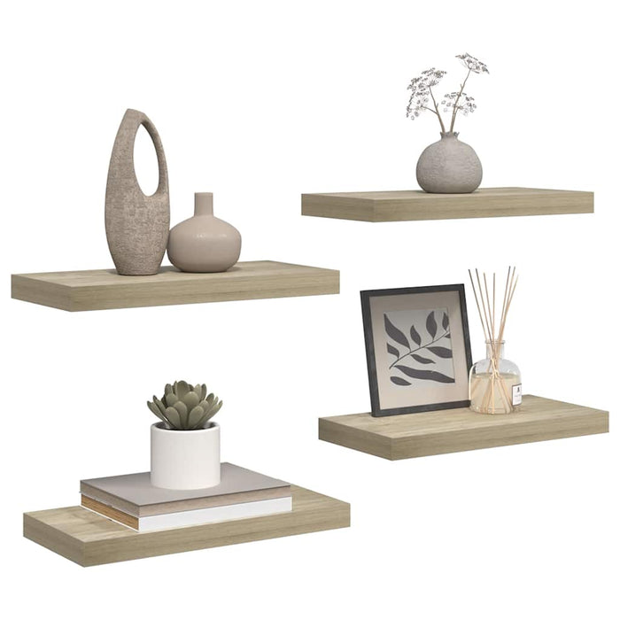 Rafturi de perete suspendate, 4 buc., stejar, 50x23x3,8 cm, MDF - WALTI WALTI