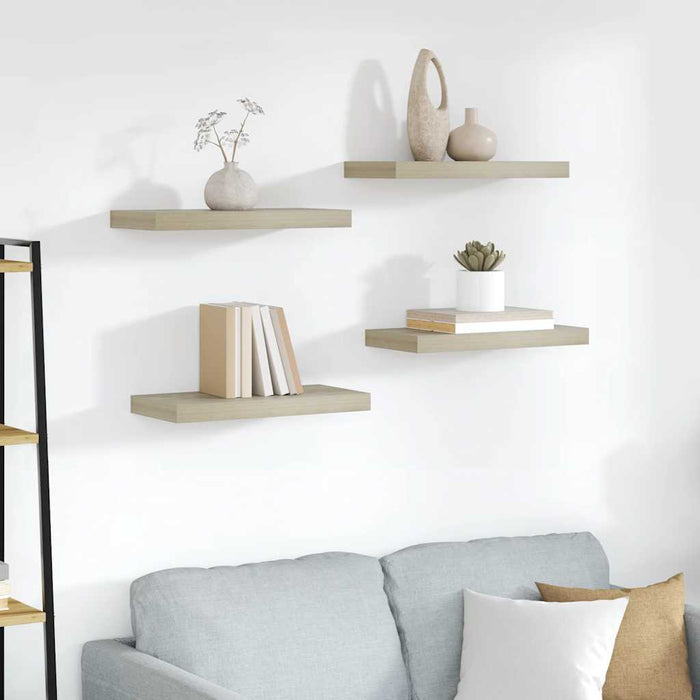 Rafturi de perete suspendate, 4 buc., stejar, 50x23x3,8 cm, MDF - WALTI WALTI