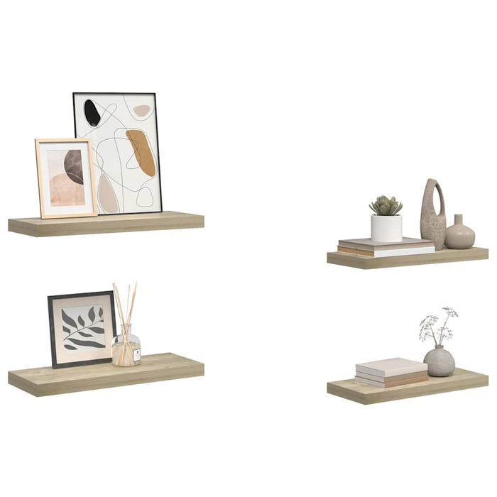 Rafturi de perete suspendate, 4 buc., stejar 60x23,5x3,8 cm MDF - WALTI WALTI