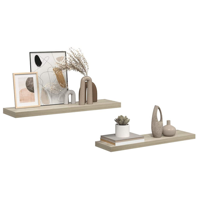 Rafturi de perete suspendate 2 buc., stejar, 90x23,5x3,8 cm MDF - WALTI WALTI