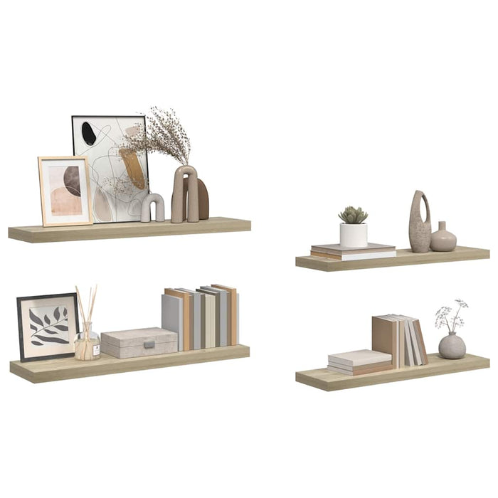 Rafturi de perete suspendate 4 buc. stejar, 90x23,5x3,8 cm, MDF - WALTI WALTI