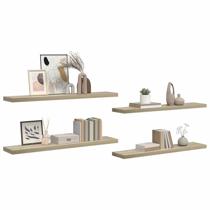Rafturi perete suspendate, 4 buc., stejar, 120x23,5x3,8 cm, MDF - WALTI WALTI