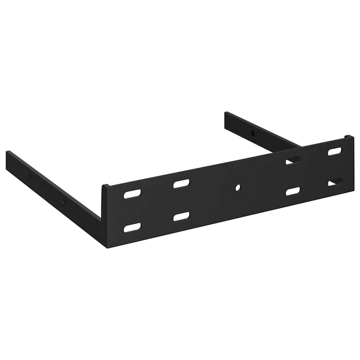 Rafturi colț perete, 2 buc., negru extralucios 25x25x3,8 cm MDF WALTI