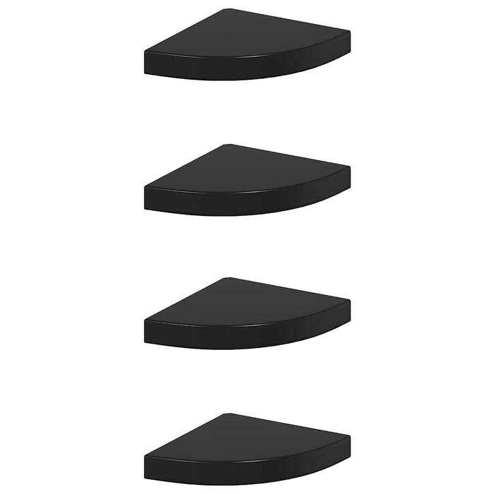 Rafturi de colț, 4 buc., negru extralucios, 25x25x3,8 cm, MDF - WALTI WALTI
