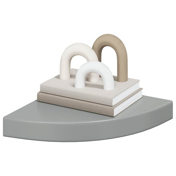 Raft colțar de perete, gri extralucios, 25x25x3,8 cm, MDF - WALTI WALTI