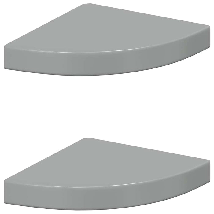 Rafturi colț perete, 2 buc., gri extralucios, 25x25x3,8 cm, MDF - WALTI WALTI