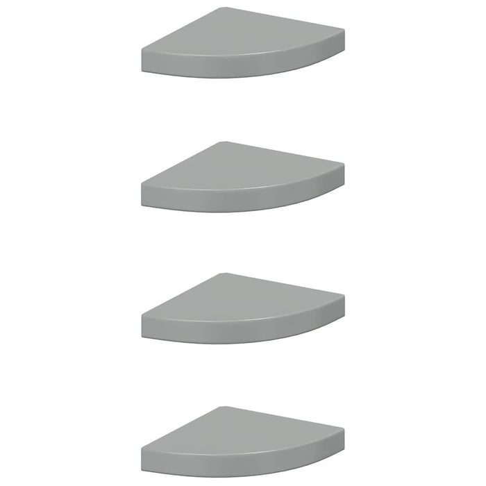 Rafturi colț perete, 4 buc., gri extralucios, 25x25x3,8 cm, MDF - WALTI WALTI