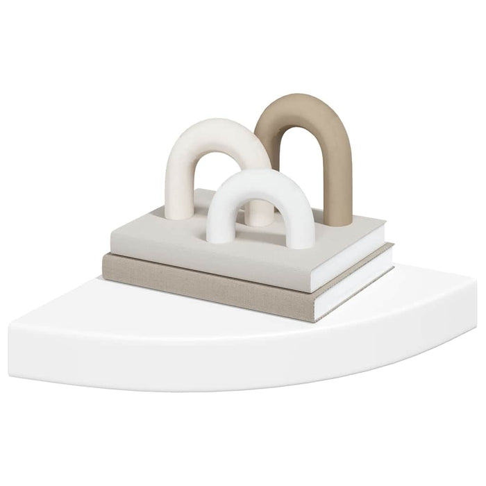 Rafturi colțar de perete, 2 buc., alb, 25 x 25 x 3,8 cm, MDF - WALTI WALTI