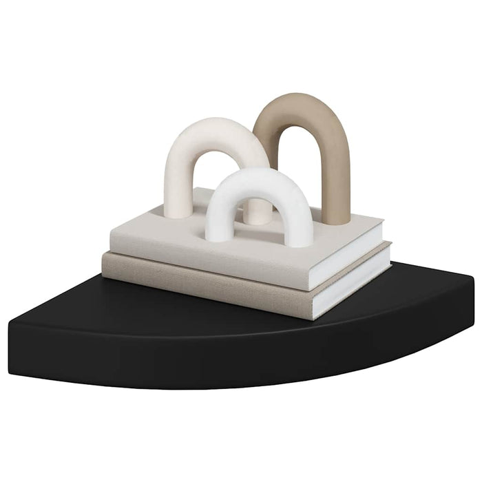 Raft de colț suspendat, negru, 25x25x3,8 cm, MDF - WALTI WALTI