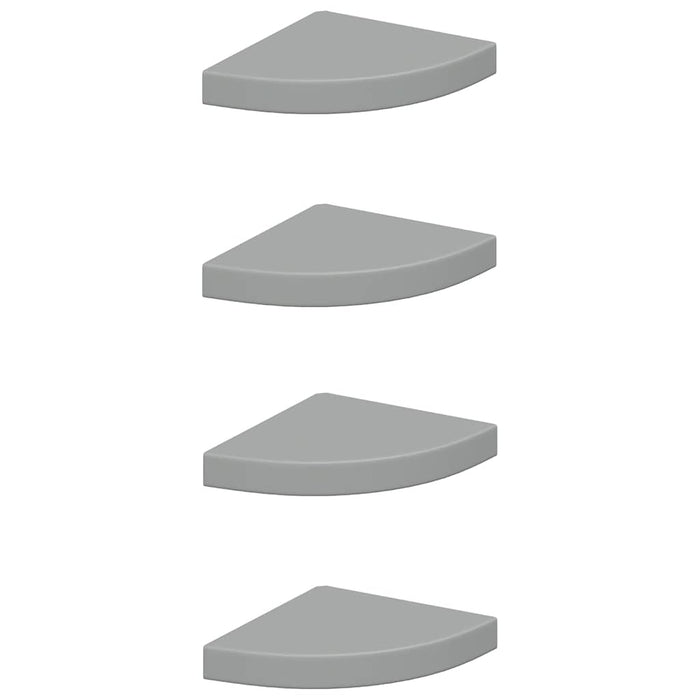 Rafturi colțar de perete, 4 buc., gri, 25 x 25 x 3,8 cm, MDF - WALTI WALTI