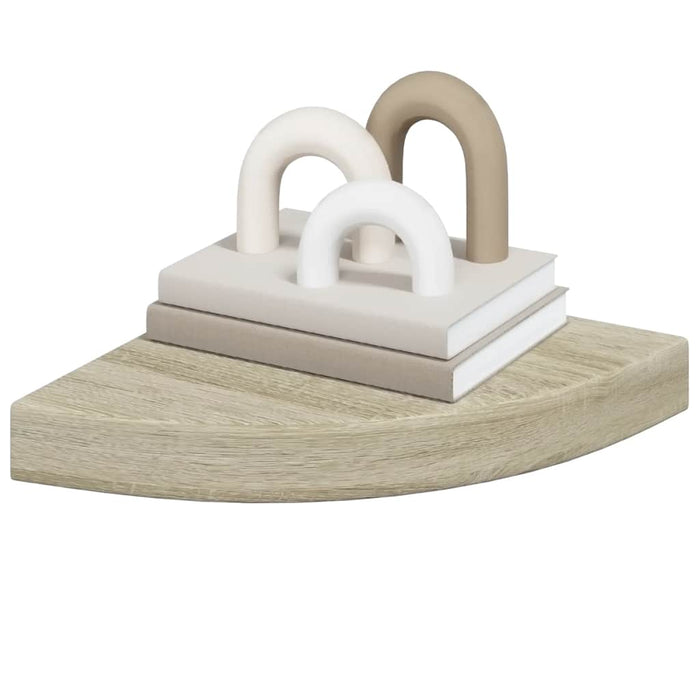 Rafturi colț de perete, 2 buc., stejar, 25 x 25 x 3,8 cm, MDF - WALTI WALTI