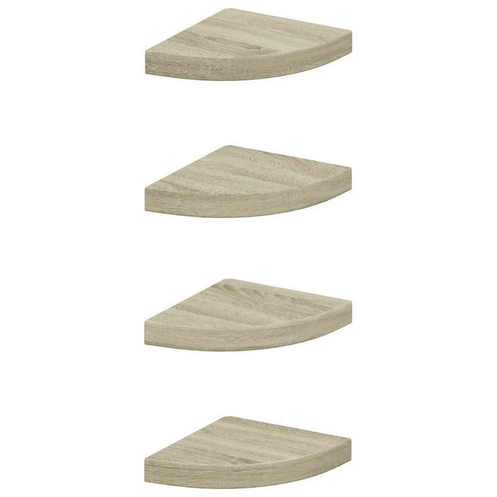 Rafturi colțar de perete, 4 buc., stejar, 25 x 25 x 3,8 cm, MDF - WALTI WALTI