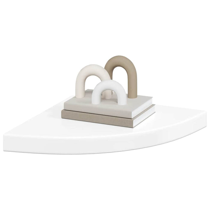 Raft colțar de perete, alb extralucios, 35x35x3,8 cm, MDF - WALTI WALTI