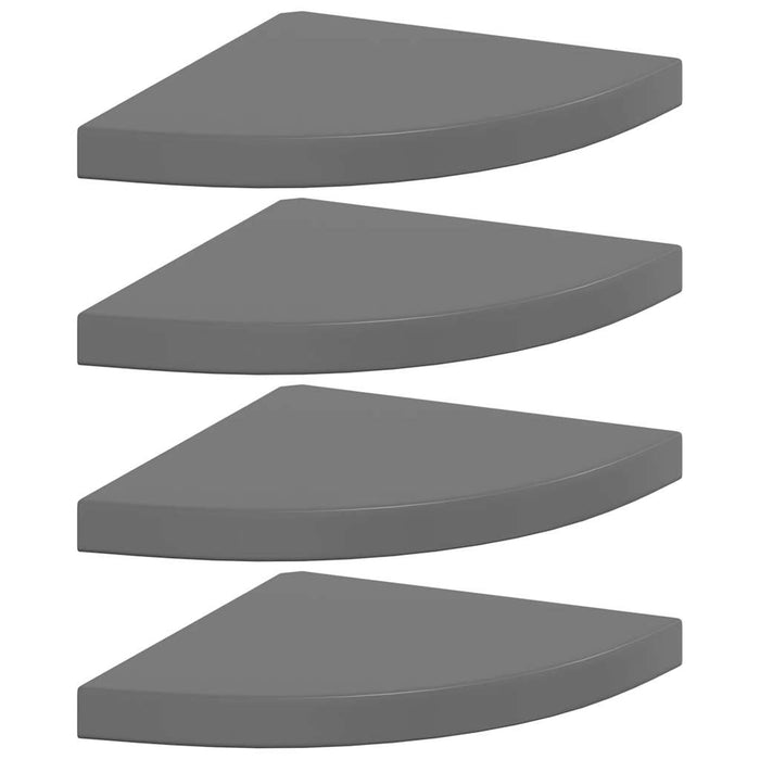 Rafturi colț perete, 4 buc., gri extralucios, 35x35x3,8 cm, MDF - WALTI WALTI