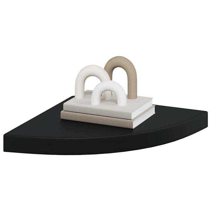 Raft colțar de perete, negru, 35 x 35 x 3,8 cm, MDF - WALTI WALTI