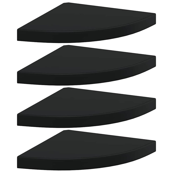 Rafturi colțar de perete, 4 buc., negru, 35 x 35 x 3,8 cm, MDF - WALTI WALTI