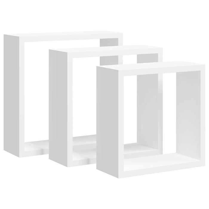 Rafturi cub de perete, 3 buc., alb, MDF - WALTI WALTI