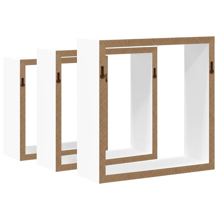 Rafturi cub de perete, 3 buc., alb, MDF - WALTI WALTI