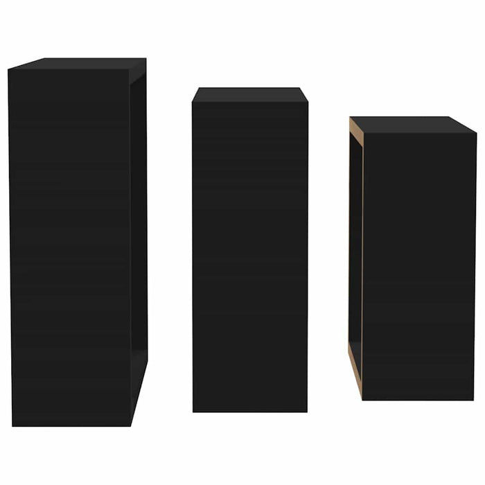 Rafturi cub de perete, 3 buc., negru, MDF - WALTI WALTI