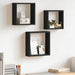 Rafturi cub de perete, 3 buc., negru, MDF - WALTI WALTI