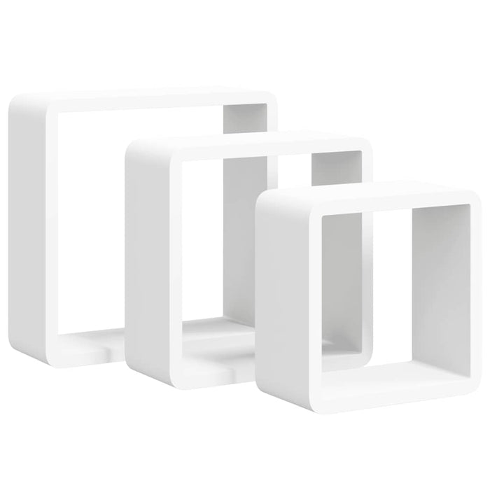 Rafturi de perete cub, 3 buc., alb, MDF - WALTI WALTI