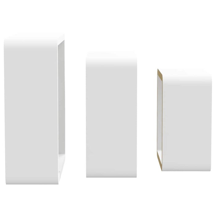 Rafturi de perete cub, 3 buc., alb, MDF - WALTI WALTI