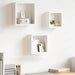 Rafturi de perete cub, 3 buc., alb, MDF - WALTI WALTI