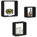Rafturi de perete cub, 3 buc., negru, MDF - WALTI WALTI