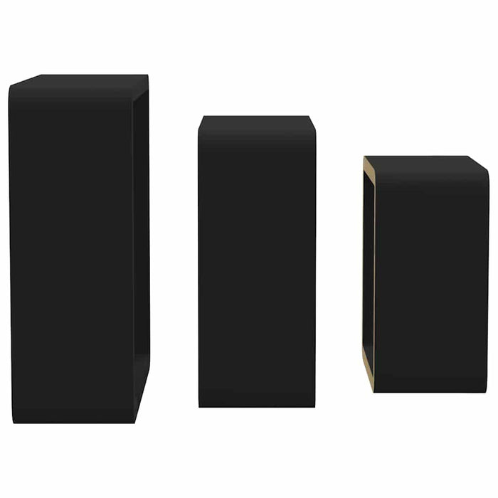 Rafturi de perete cub, 3 buc., negru, MDF - WALTI WALTI