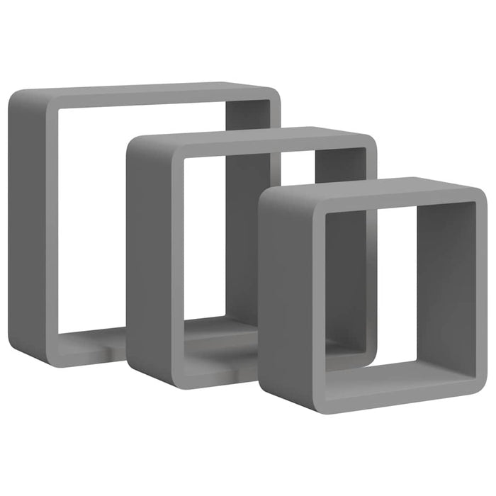 Rafturi cub de perete, 3 buc., gri, MDF - WALTI WALTI