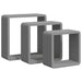 Rafturi cub de perete, 3 buc., gri, MDF - WALTI WALTI