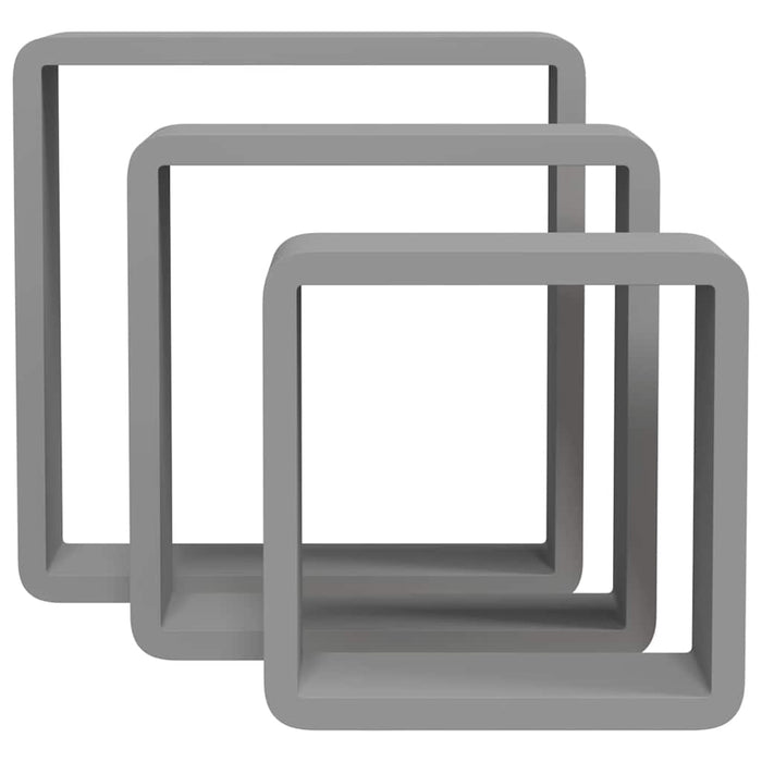 Rafturi cub de perete, 3 buc., gri, MDF - WALTI WALTI