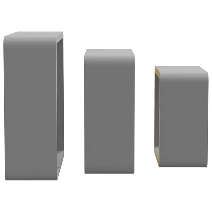 Rafturi cub de perete, 3 buc., gri, MDF - WALTI WALTI