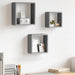 Rafturi cub de perete, 3 buc., gri, MDF - WALTI WALTI