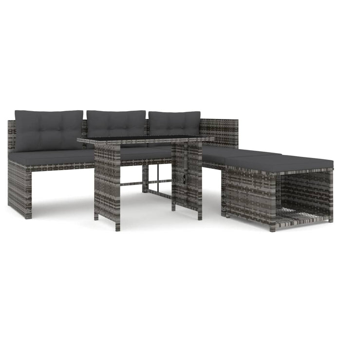 Set mobilier de grădină cu perne, 4 piese, gri, poliratan - WALTI WALTI