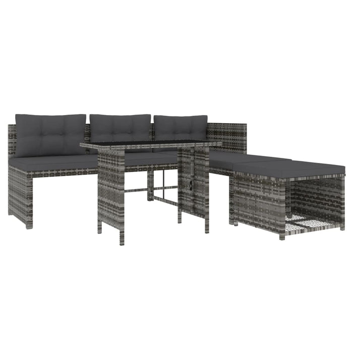 Set mobilier de grădină cu perne, 4 piese, gri, poliratan - WALTI WALTI