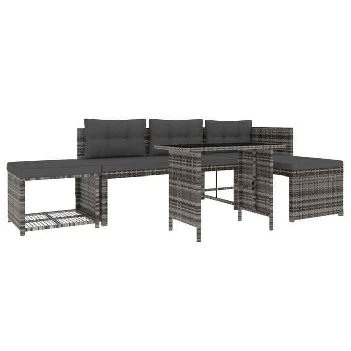 Set mobilier de grădină cu perne, 4 piese, gri, poliratan - WALTI WALTI