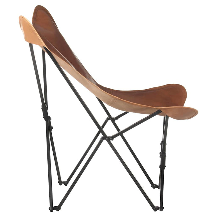 Scaun pliabil tip fluture, maro, piele naturală WALTI