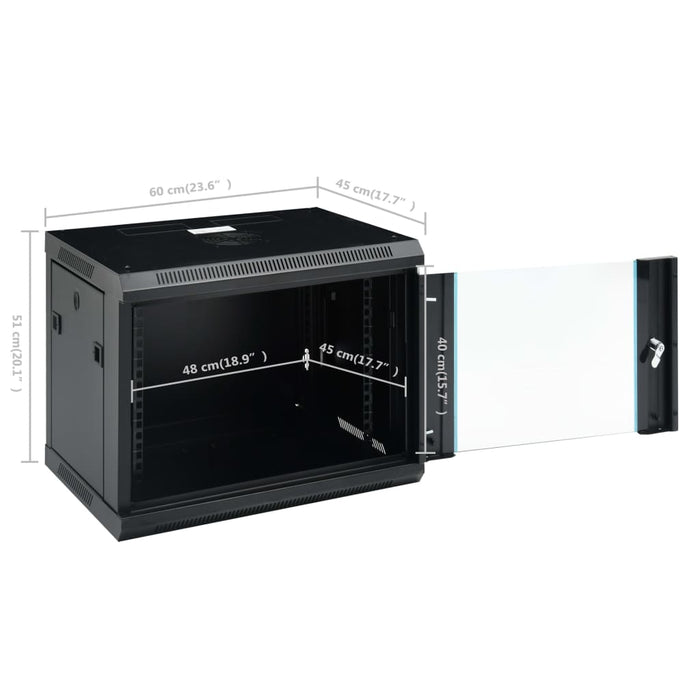 Dulap de server, montare pe perete, 9U, 19" IP20 600x450x510 mm - WALTI WALTI