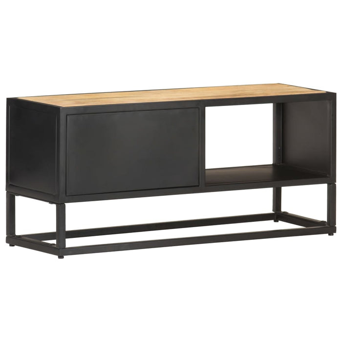 Comodă TV cu ușă sculpată, 90 x 30 x 40 cm, lemn de mango brut - WALTI WALTI